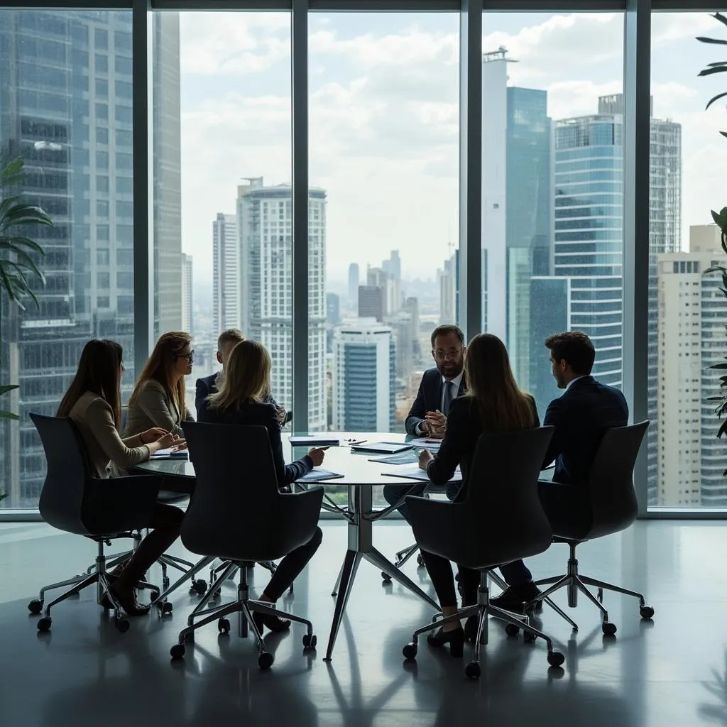 Equipe da BrasilConsult reunida em escritório moderno em São Paulo